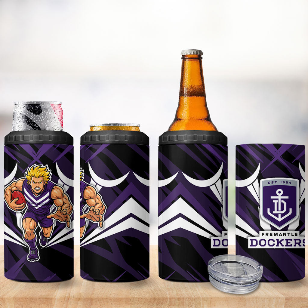 Fremantle Dockers Australian Football 4 in 1 Can Cooler Tumbler Athletic Hero Mascot - Bold Team Colors