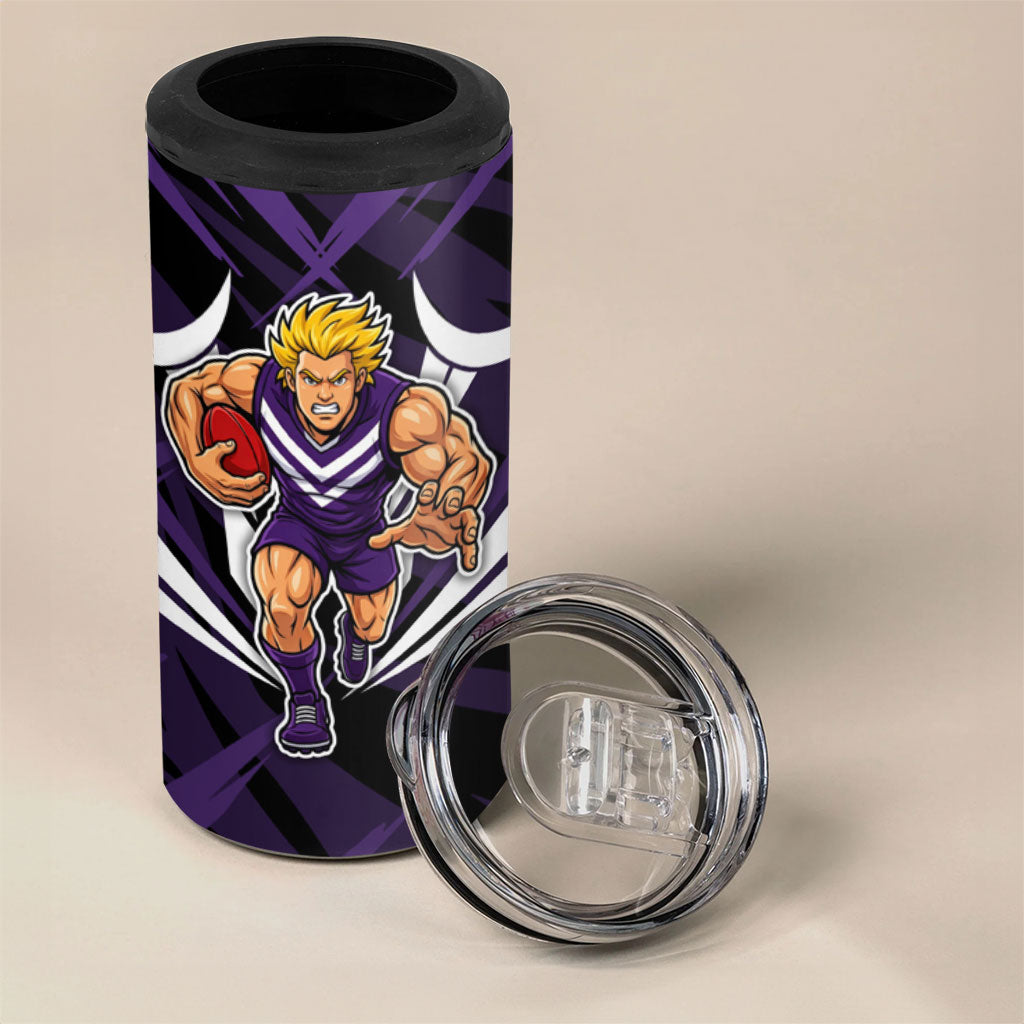 Fremantle Dockers Australian Football 4 in 1 Can Cooler Tumbler Athletic Hero Mascot - Bold Team Colors