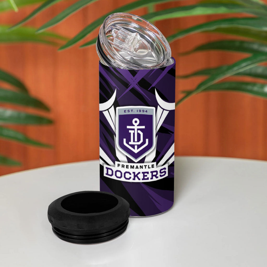 Fremantle Dockers Australian Football 4 in 1 Can Cooler Tumbler Athletic Hero Mascot - Bold Team Colors