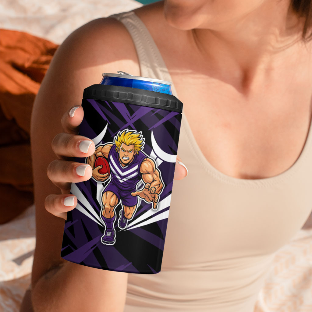 Fremantle Dockers Australian Football 4 in 1 Can Cooler Tumbler Athletic Hero Mascot - Bold Team Colors
