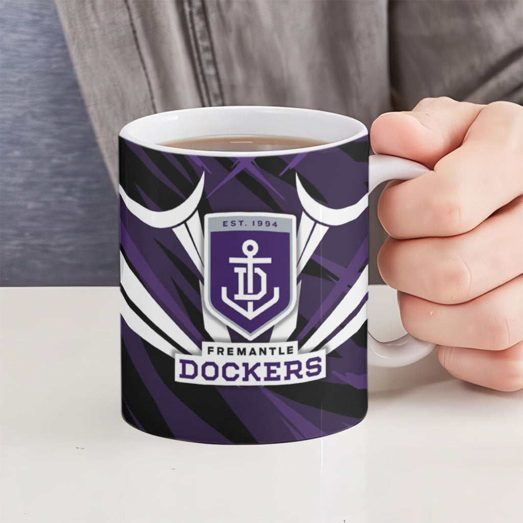 Fremantle Dockers Australian Football Ceramic Mug Athletic Hero Mascot - Bold Team Colors