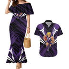 Fremantle Dockers Australian Football Couples Matching Mermaid Dress and Hawaiian Shirt Athletic Hero Mascot - Bold Team Colors