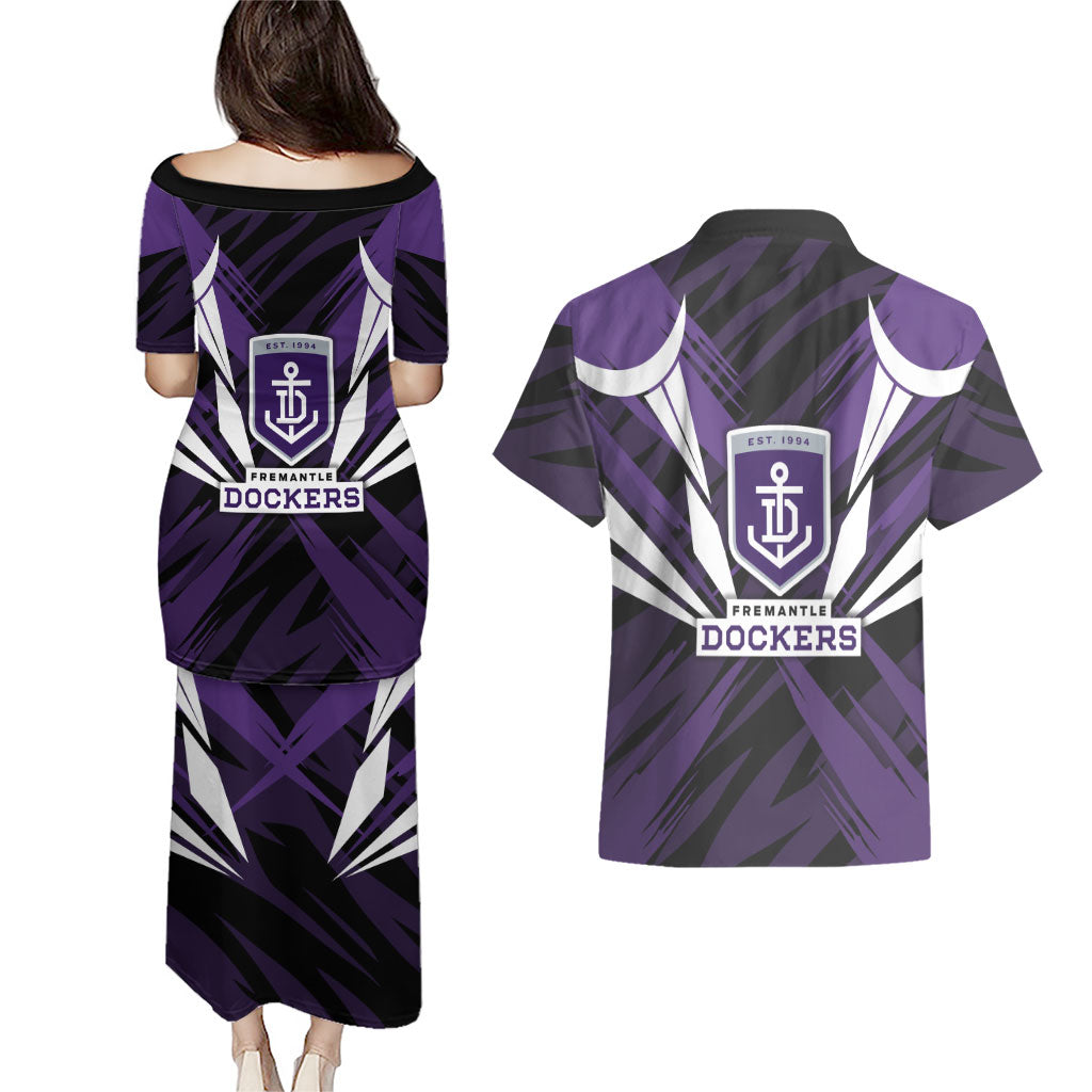 Fremantle Dockers Australian Football Couples Matching Puletasi and Hawaiian Shirt Athletic Hero Mascot - Bold Team Colors
