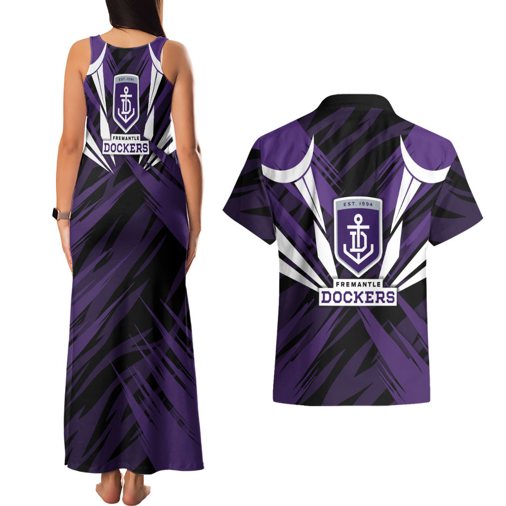 Fremantle Dockers Australian Football Couples Matching Tank Maxi Dress and Hawaiian Shirt Athletic Hero Mascot - Bold Team Colors