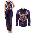 Fremantle Dockers Australian Football Couples Matching Tank Maxi Dress and Long Sleeve Button Shirt Athletic Hero Mascot - Bold Team Colors