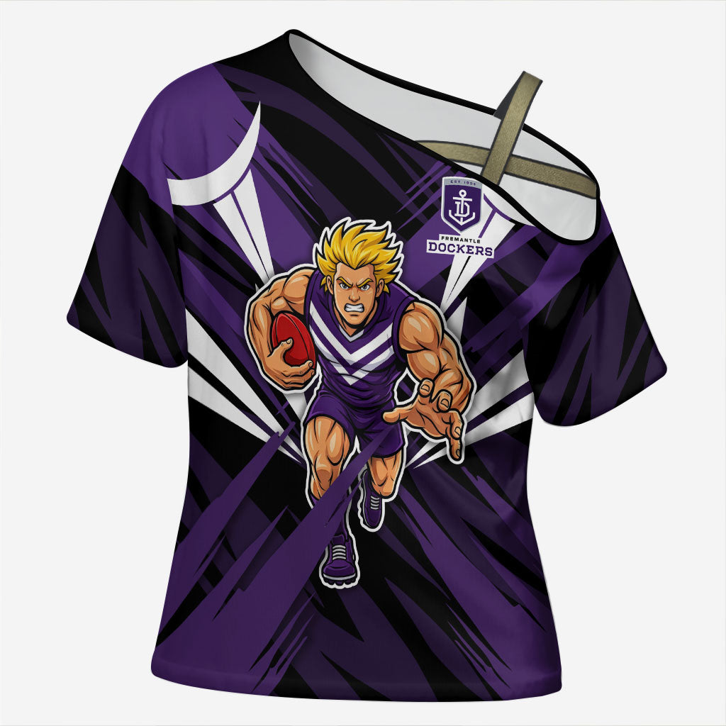 Fremantle Dockers Australian Football Cross Shoulder Shirt Athletic Hero Mascot - Bold Team Colors