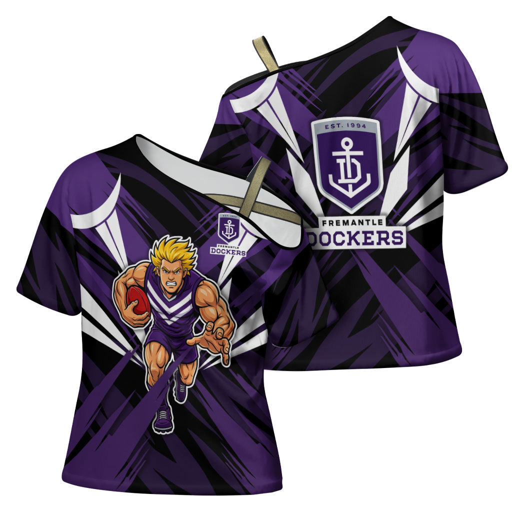 Fremantle Dockers Australian Football Cross Shoulder Shirt Athletic Hero Mascot - Bold Team Colors