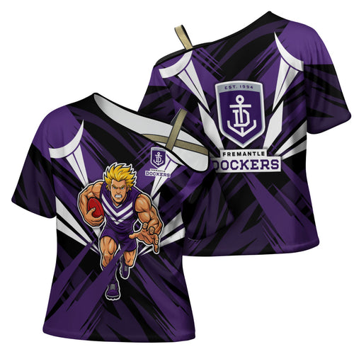 Fremantle Dockers Australian Football Cross Shoulder Shirt Athletic Hero Mascot - Bold Team Colors