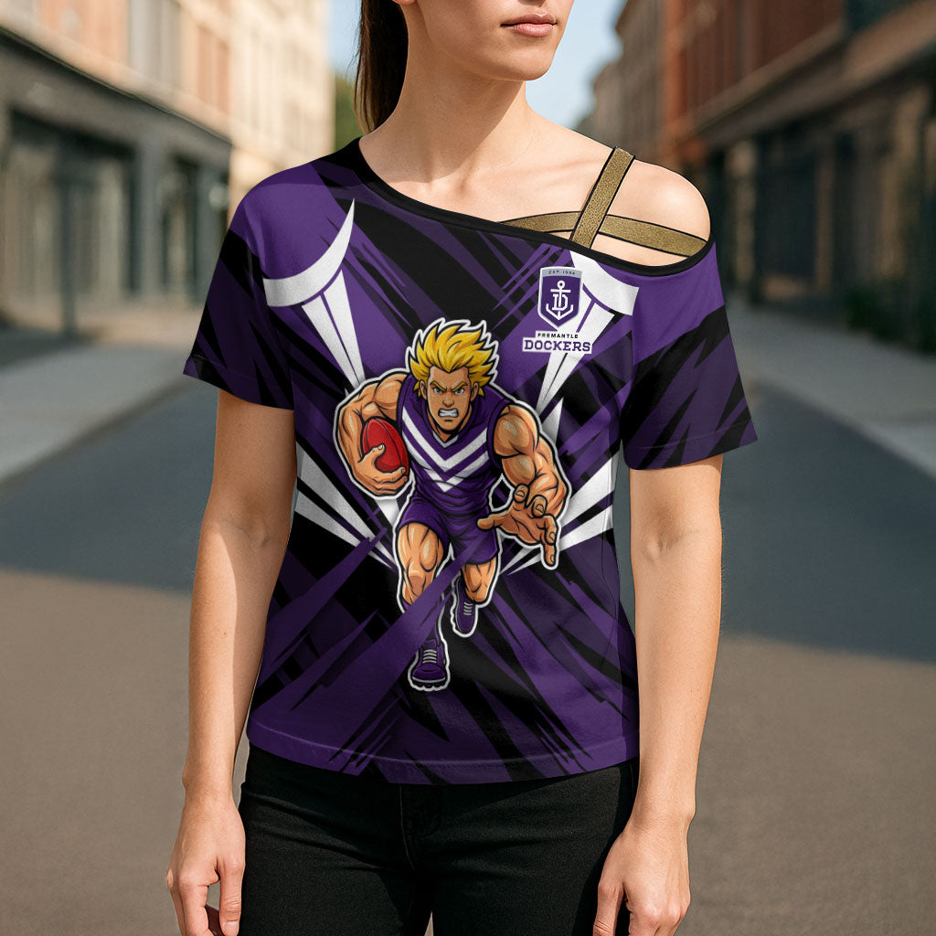 Fremantle Dockers Australian Football Cross Shoulder Shirt Athletic Hero Mascot - Bold Team Colors