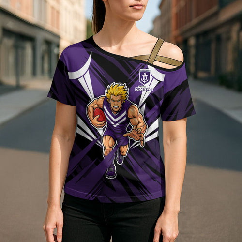 Fremantle Dockers Australian Football Cross Shoulder Shirt Athletic Hero Mascot - Bold Team Colors