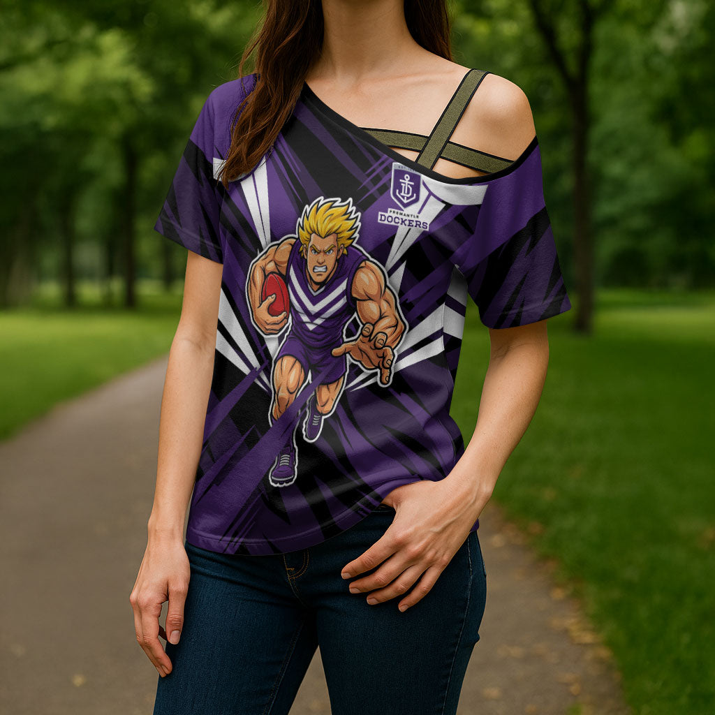 Fremantle Dockers Australian Football Cross Shoulder Shirt Athletic Hero Mascot - Bold Team Colors
