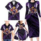 Fremantle Dockers Australian Football Family Matching Long Sleeve Bodycon Dress and Hawaiian Shirt Athletic Hero Mascot - Bold Team Colors