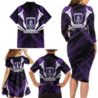 Fremantle Dockers Australian Football Family Matching Long Sleeve Bodycon Dress and Hawaiian Shirt Athletic Hero Mascot - Bold Team Colors