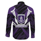 Fremantle Dockers Australian Football Family Matching Long Sleeve Bodycon Dress and Hawaiian Shirt Athletic Hero Mascot - Bold Team Colors