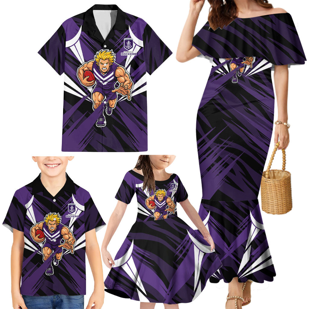 Fremantle Dockers Australian Football Family Matching Mermaid Dress and Hawaiian Shirt Athletic Hero Mascot - Bold Team Colors