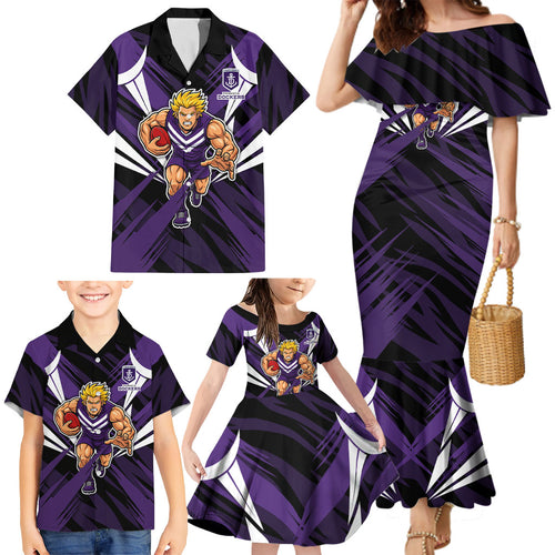 Fremantle Dockers Australian Football Family Matching Mermaid Dress and Hawaiian Shirt Athletic Hero Mascot - Bold Team Colors