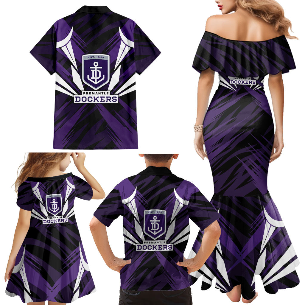 Fremantle Dockers Australian Football Family Matching Mermaid Dress and Hawaiian Shirt Athletic Hero Mascot - Bold Team Colors