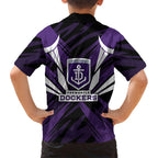 Fremantle Dockers Australian Football Family Matching Off The Shoulder Long Sleeve Dress and Hawaiian Shirt Athletic Hero Mascot - Bold Team Colors