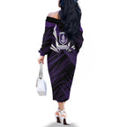 Fremantle Dockers Australian Football Family Matching Off The Shoulder Long Sleeve Dress and Hawaiian Shirt Athletic Hero Mascot - Bold Team Colors