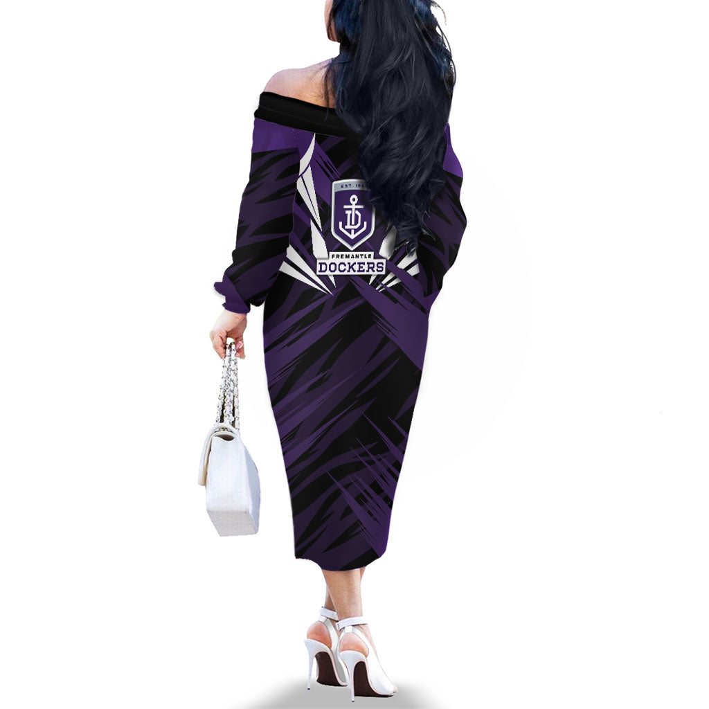 Fremantle Dockers Australian Football Family Matching Off The Shoulder Long Sleeve Dress and Hawaiian Shirt Athletic Hero Mascot - Bold Team Colors