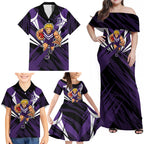 Fremantle Dockers Australian Football Family Matching Off Shoulder Maxi Dress and Hawaiian Shirt Athletic Hero Mascot - Bold Team Colors