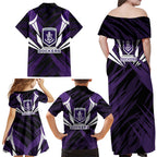 Fremantle Dockers Australian Football Family Matching Off Shoulder Maxi Dress and Hawaiian Shirt Athletic Hero Mascot - Bold Team Colors
