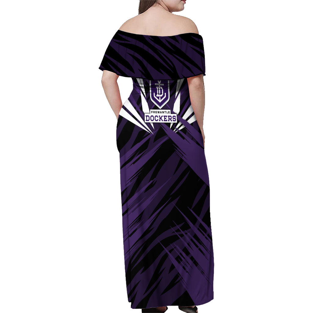 Fremantle Dockers Australian Football Family Matching Off Shoulder Maxi Dress and Hawaiian Shirt Athletic Hero Mascot - Bold Team Colors