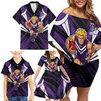Fremantle Dockers Australian Football Family Matching Off Shoulder Short Dress and Hawaiian Shirt Athletic Hero Mascot - Bold Team Colors
