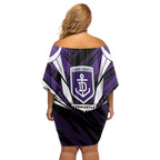 Fremantle Dockers Australian Football Family Matching Off Shoulder Short Dress and Hawaiian Shirt Athletic Hero Mascot - Bold Team Colors