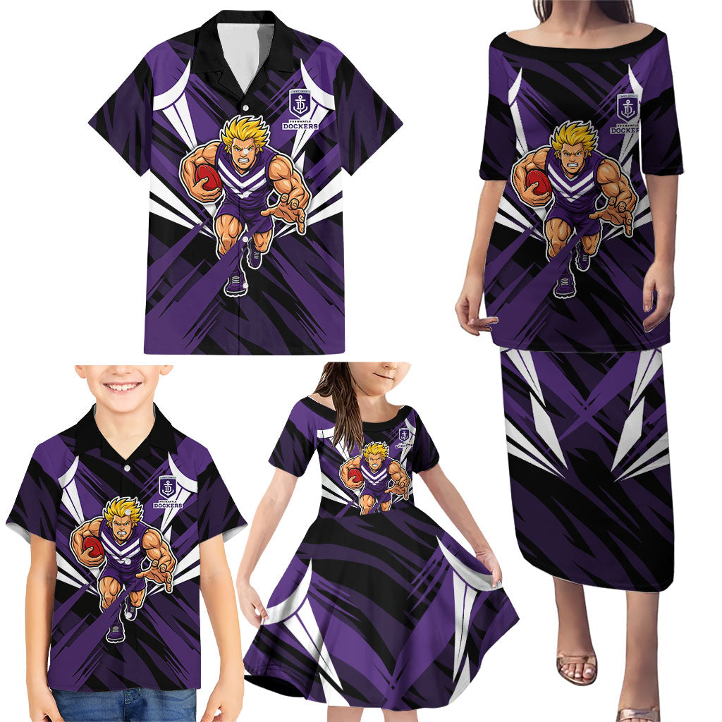 Fremantle Dockers Australian Football Family Matching Puletasi and Hawaiian Shirt Athletic Hero Mascot - Bold Team Colors