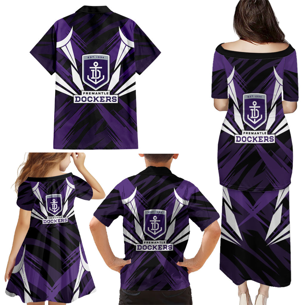 Fremantle Dockers Australian Football Family Matching Puletasi and Hawaiian Shirt Athletic Hero Mascot - Bold Team Colors