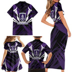 Fremantle Dockers Australian Football Family Matching Short Sleeve Bodycon Dress and Hawaiian Shirt Athletic Hero Mascot - Bold Team Colors