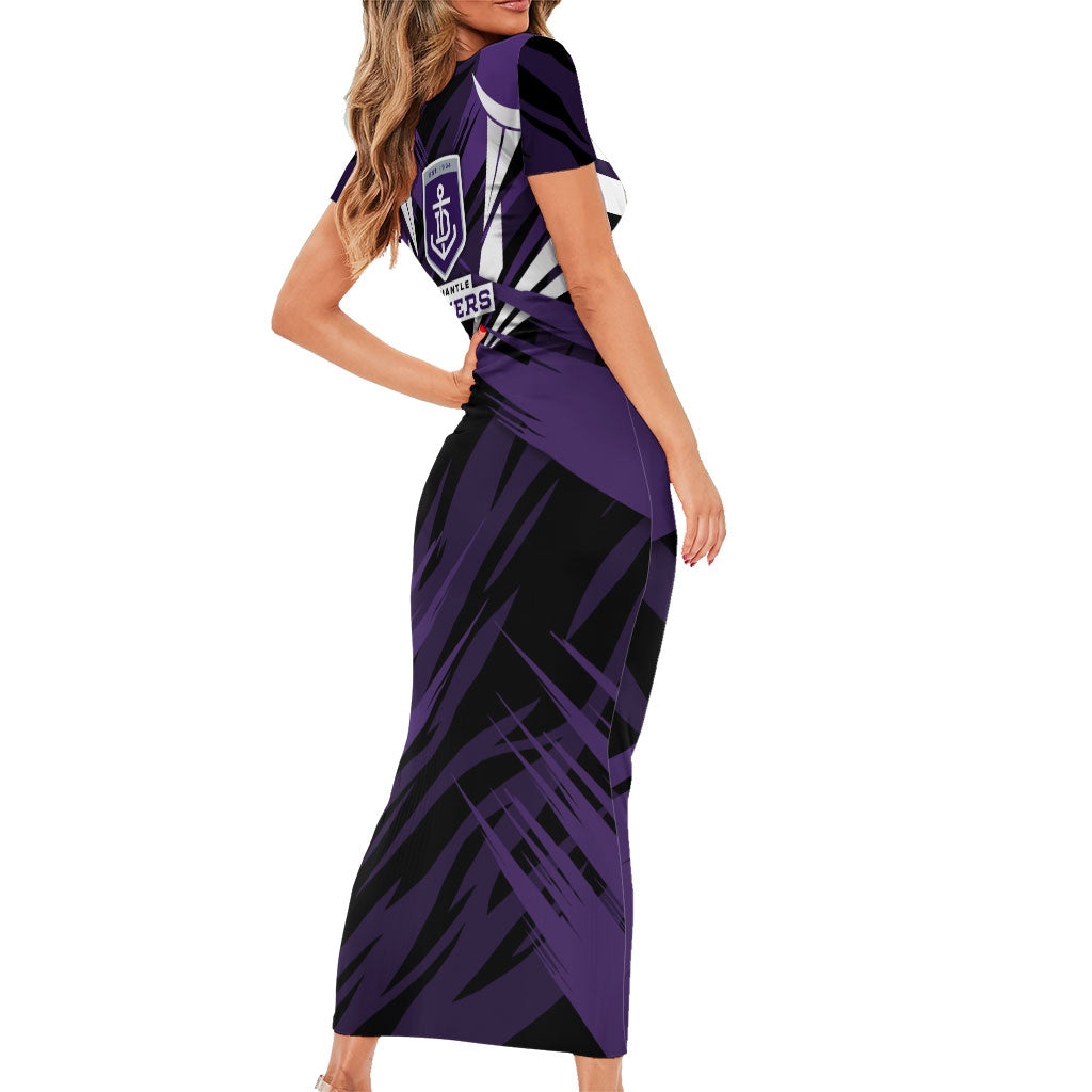 Fremantle Dockers Australian Football Family Matching Short Sleeve Bodycon Dress and Hawaiian Shirt Athletic Hero Mascot - Bold Team Colors