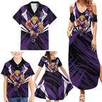 Fremantle Dockers Australian Football Family Matching Summer Maxi Dress and Hawaiian Shirt Athletic Hero Mascot - Bold Team Colors