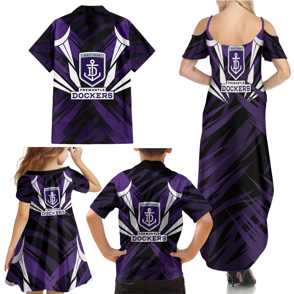 Fremantle Dockers Australian Football Family Matching Summer Maxi Dress and Hawaiian Shirt Athletic Hero Mascot - Bold Team Colors