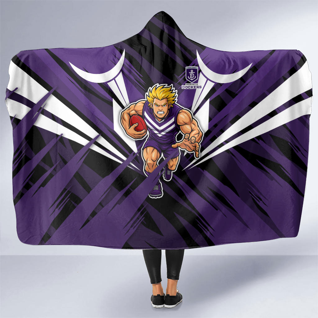 Fremantle Dockers Australian Football Hooded Blanket Athletic Hero Mascot - Bold Team Colors