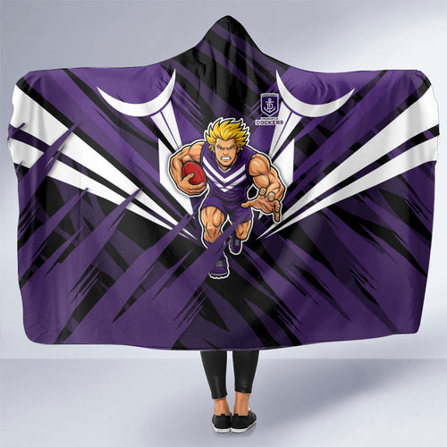 Fremantle Dockers Australian Football Hooded Blanket Athletic Hero Mascot - Bold Team Colors