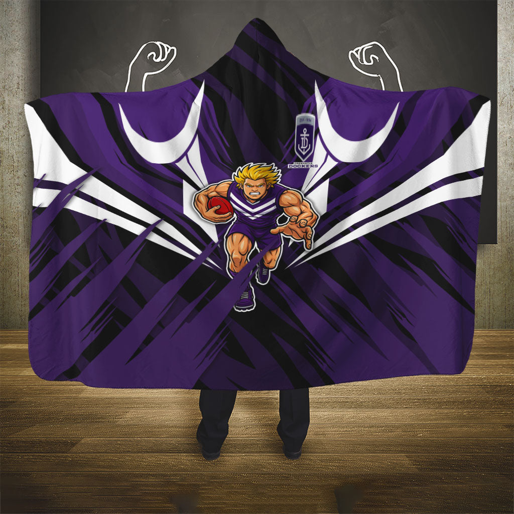 Fremantle Dockers Australian Football Hooded Blanket Athletic Hero Mascot - Bold Team Colors