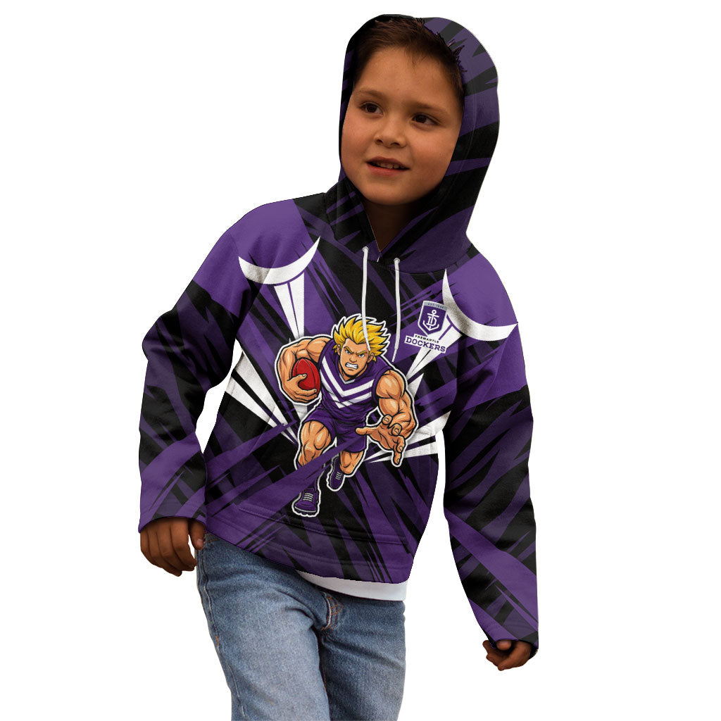 Fremantle Dockers Australian Football Kid Hoodie Athletic Hero Mascot - Bold Team Colors