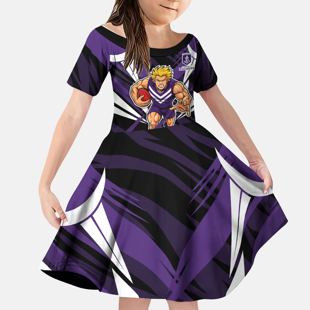 Fremantle Dockers Australian Football Kid Short Sleeve Dress Athletic Hero Mascot - Bold Team Colors