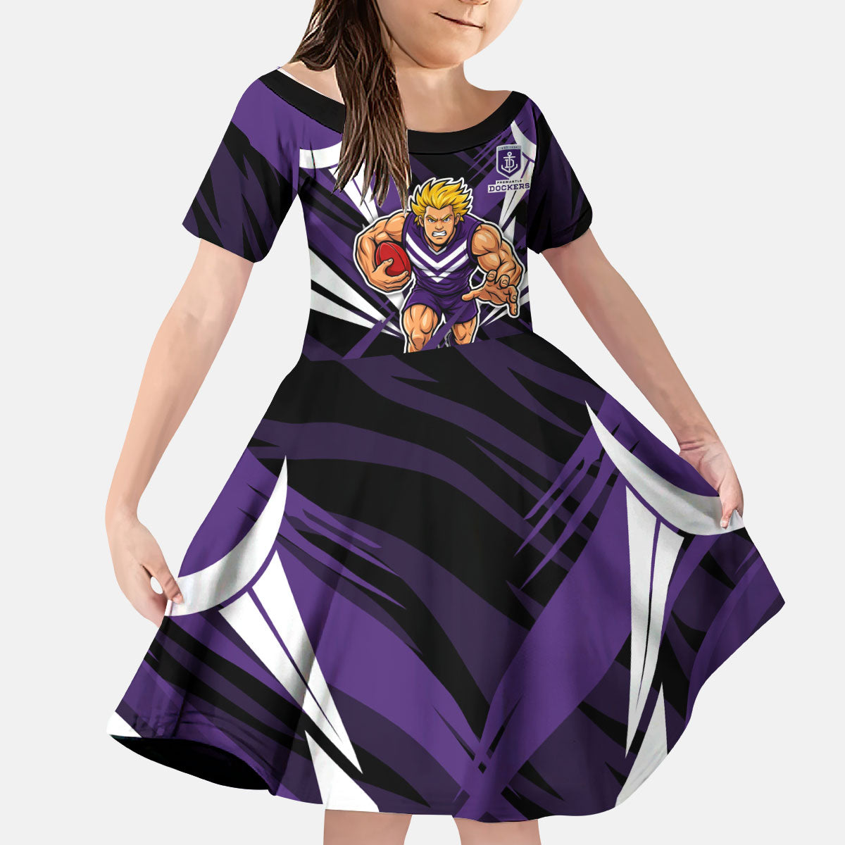 Fremantle Dockers Australian Football Kid Short Sleeve Dress Athletic Hero Mascot - Bold Team Colors