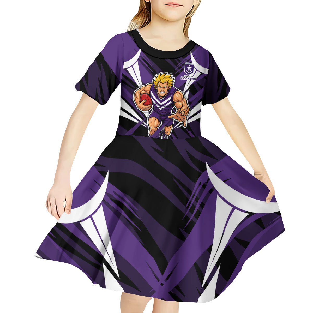 Fremantle Dockers Australian Football Kid Short Sleeve Dress Athletic Hero Mascot - Bold Team Colors