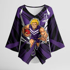 Fremantle Dockers Australian Football Kimono Sleeve Blouse Athletic Hero Mascot - Bold Team Colors
