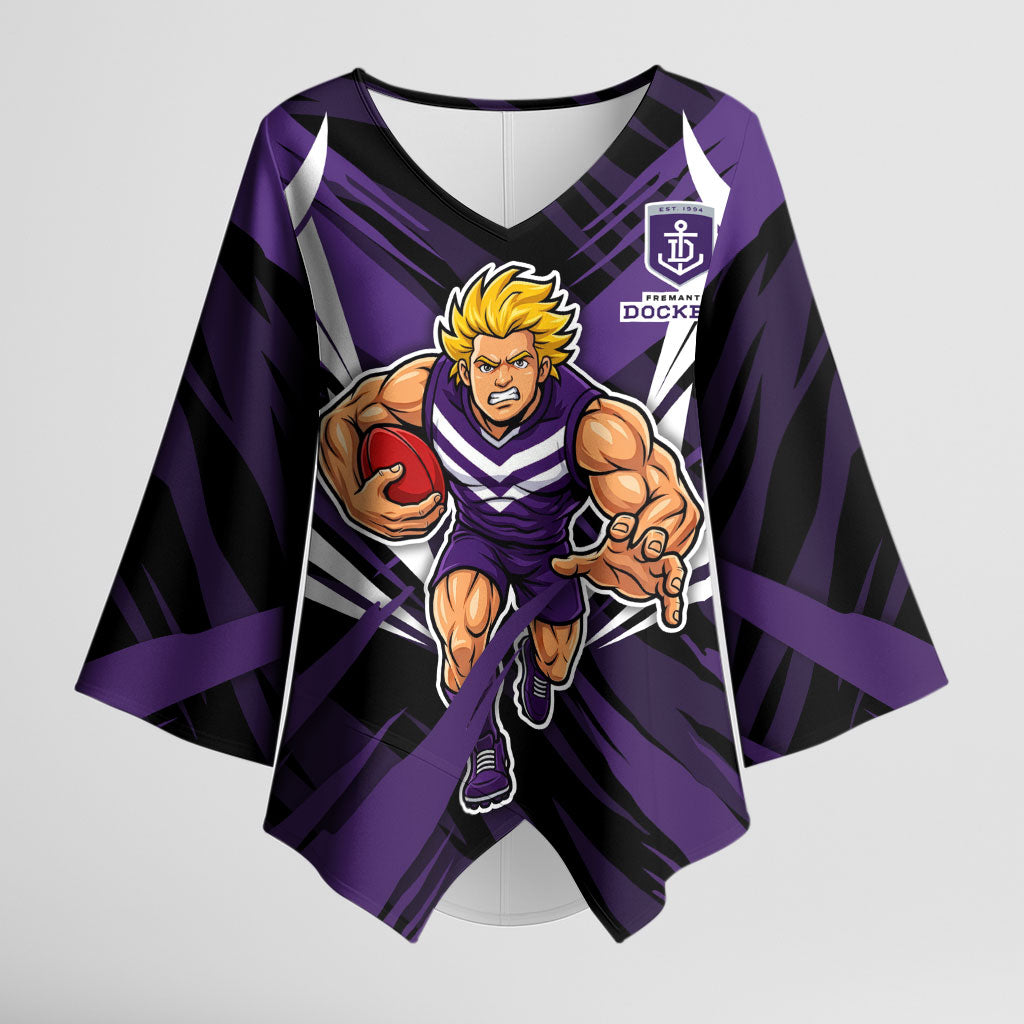 Fremantle Dockers Australian Football Kimono Sleeve Blouse Athletic Hero Mascot - Bold Team Colors