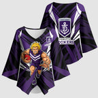 Fremantle Dockers Australian Football Kimono Sleeve Blouse Athletic Hero Mascot - Bold Team Colors