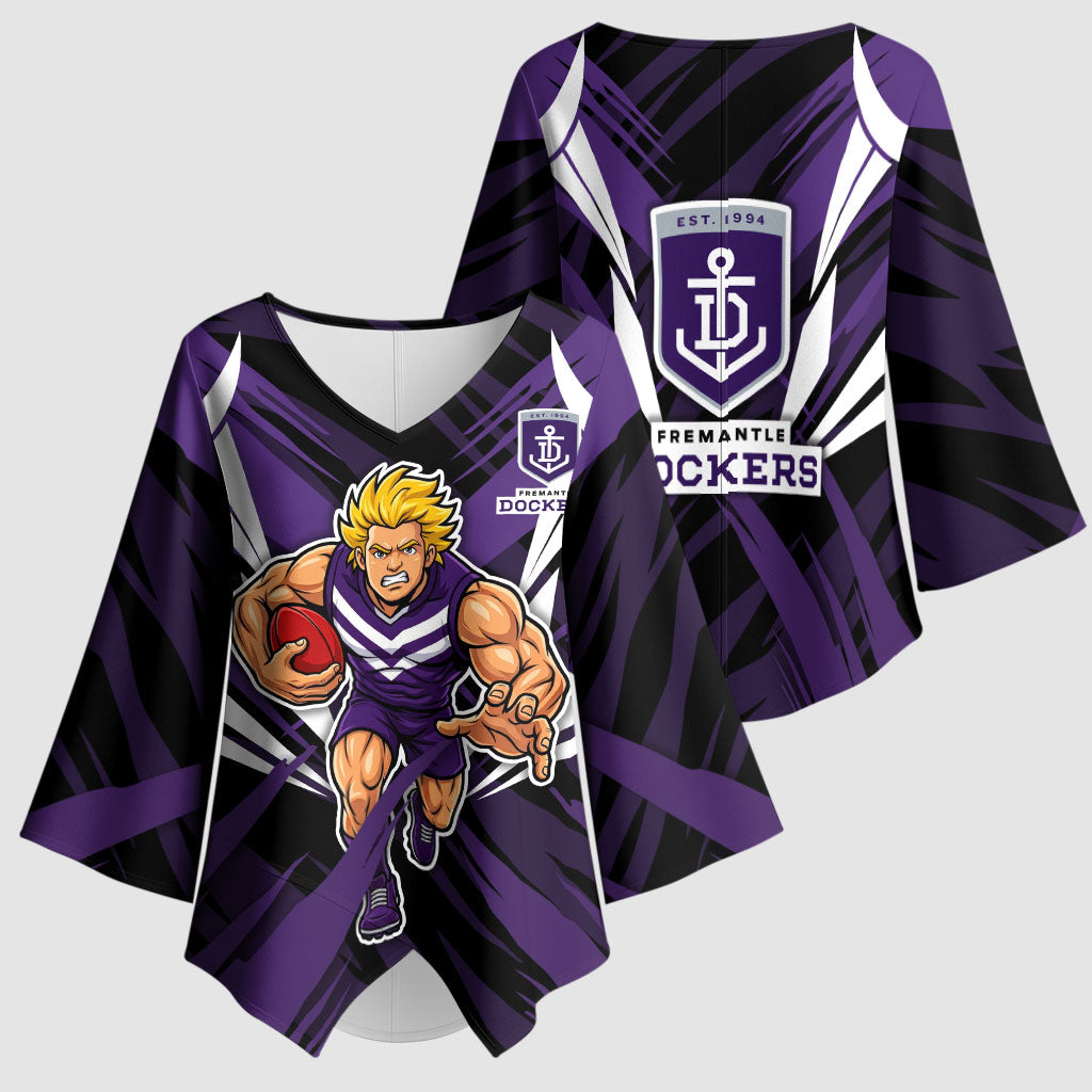 Fremantle Dockers Australian Football Kimono Sleeve Blouse Athletic Hero Mascot - Bold Team Colors