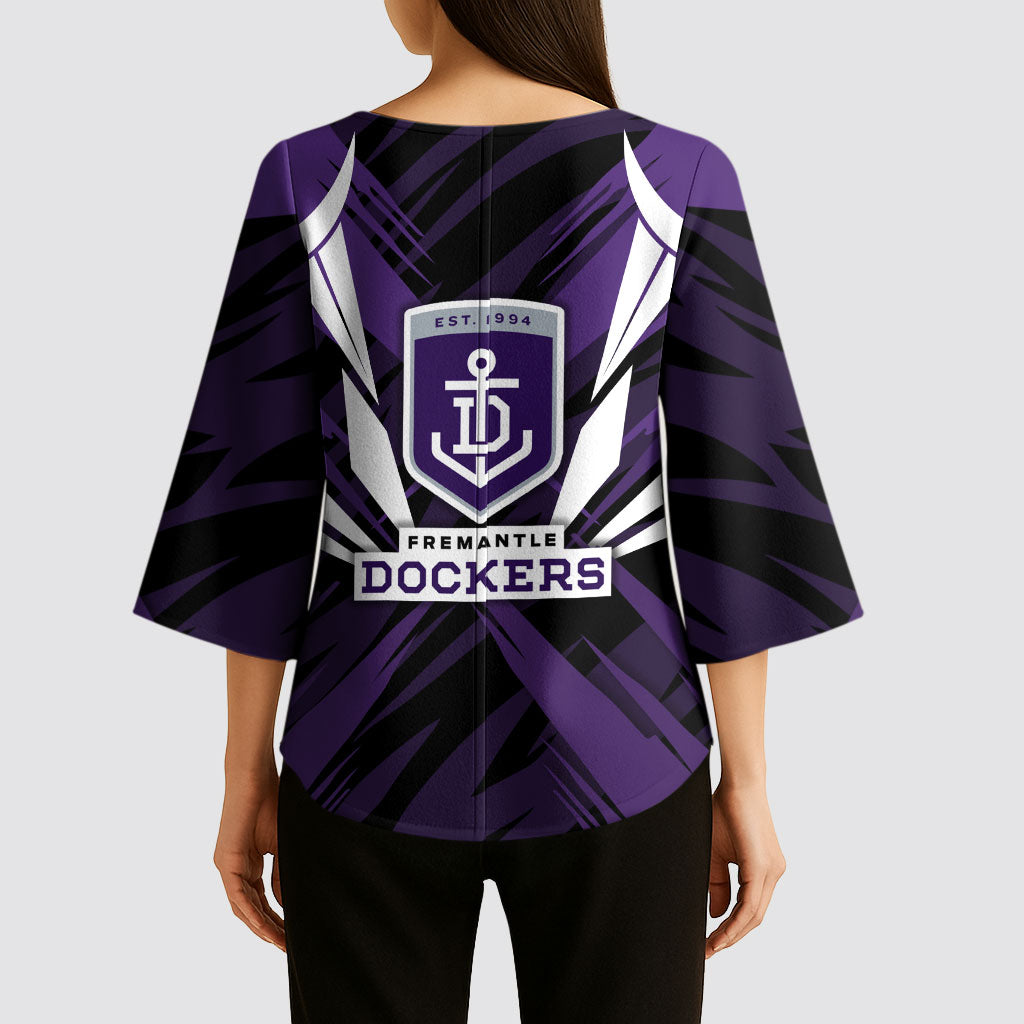Fremantle Dockers Australian Football Kimono Sleeve Blouse Athletic Hero Mascot - Bold Team Colors
