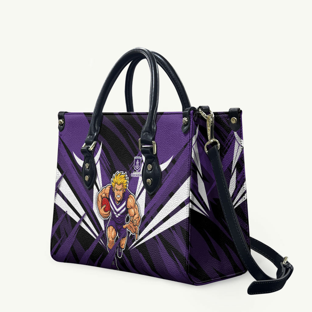 Fremantle Dockers Australian Football Leather Bag Athletic Hero Mascot - Bold Team Colors