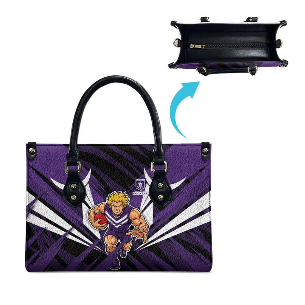 Fremantle Dockers Australian Football Leather Bag Athletic Hero Mascot - Bold Team Colors