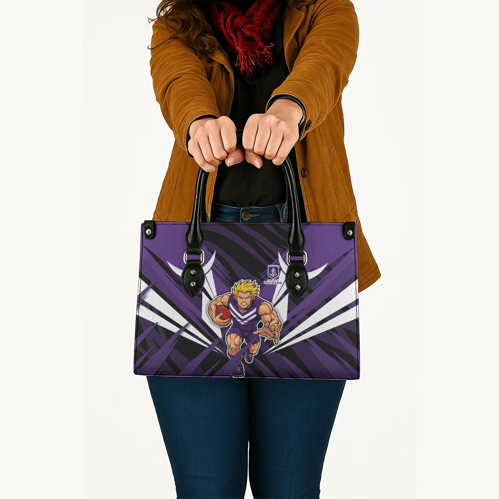 Fremantle Dockers Australian Football Leather Bag Athletic Hero Mascot - Bold Team Colors